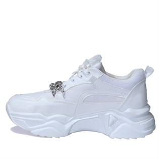 Anorak Zincirli Beyaz Kadın Spor Ayakkabı