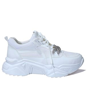 Anorak Zincirli Beyaz Kadın Spor Ayakkabı