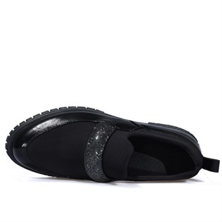 Dalgıç Kumaş Siyah Rugan Kadın Ayakkabı