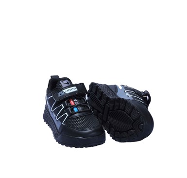 Lafonten Desenli Cırtlı Siyah Erkek Çocuk Spor Ayakkabı 