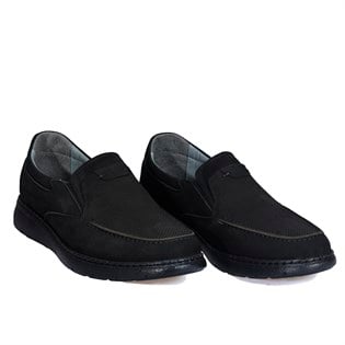 Siyah Nubuk Deri Erkek Comfort Ayakkabı