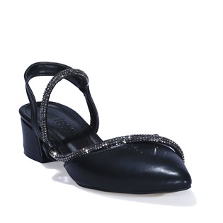 Wiesse Topuklu Siyah Taşlı Kadın Ayakkabı